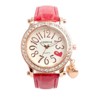 [RED]正規品SORRISOソリッソ ハート文字盤 チャーム付き腕時計SRF15 レディース腕時計