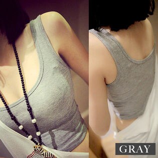 【100円クーポン対象】【グレー】ショート丈タンクトップ