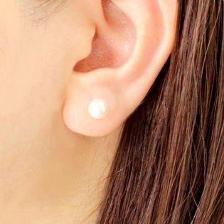 K18YG 厳選あこや本真珠 7.0mm-8.0mm 直結ピアス【K18YG イエロー