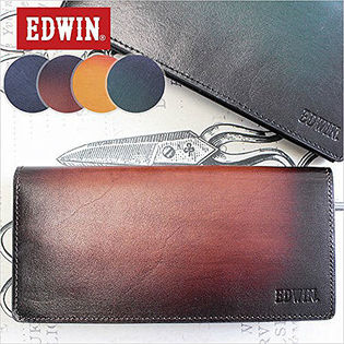 【ブラウン】EDWIN (エドウィン) イタリアンレザー 長財布