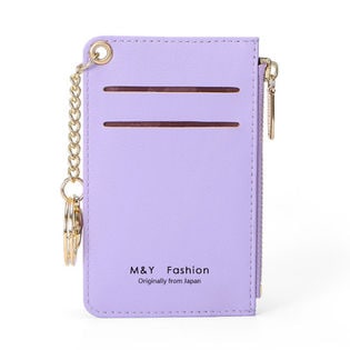 【パープル】パスケース 定期入れ ミニ財布 コインケース小銭・カード・鍵を纏めて一つに収納可能