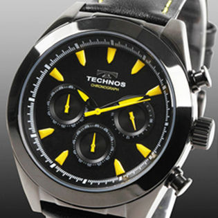 TECHNOS テクノス クロノグラフ腕時計 牛革バンド/T9451BY