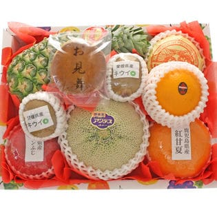 文字どら焼き入りフルーツセット M【お見舞】メロン入り 果物の詰め合わせ 贈答用 贈り物