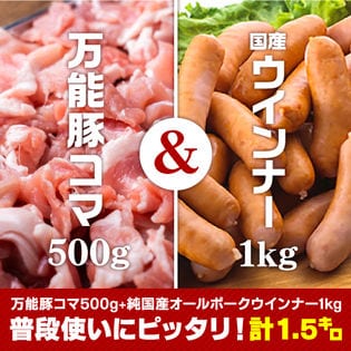 【計1.5kg】純国産ポークウインナー＆豚こまセット