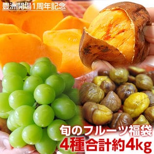 【計4kg】お試しフルーツ福袋！シャインマスカット・柿・芋・栗