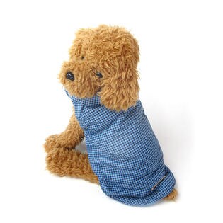 【ブルー/L】犬 服 犬服 犬の服 ダウン風 コート チェック柄 ジャケット ドッグウェア