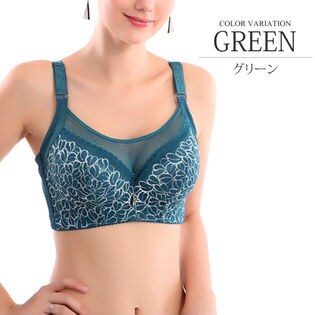 スマートブラナイトブラ 脇高ブラジャー 大きいサイズ ブラ 脇肉 補正下着グリーン36/80