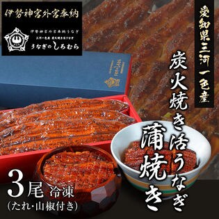 伊勢神宮外宮奉納 うなぎ (3尾入り) 三河一色産 炭火焼き 活うなぎ 蒲焼き （タレ付き）化粧箱入