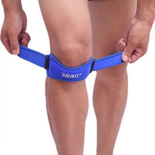 【ブルー】膝バンド 膝サポーター 膝皿固定 靭帯 保護 調節可能 フリーサイズ 怪我防止 登山