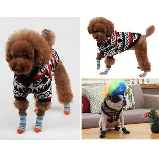 ライトブルー M 犬靴 靴 靴下 滑り止め ボーダーを税込 送料込でお試し サンプル百貨店 はっぴーdog 株式会社nexus