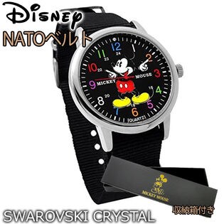 NATOタイプ【スワロフスキー使用 ユニセックス ミッキー 腕時計】ディズニー