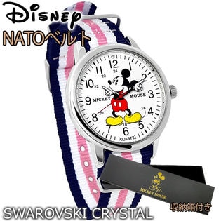 スワロフスキー使用【NATOタイプ 腕時計】ディズニー ミッキー ユニセックス