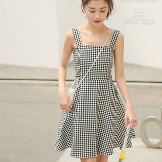 ブラック S ウエスト切り返しギンガムチェックフレアワンピース 7365を税込 送料込でお試し サンプル百貨店 Zoe Jenko