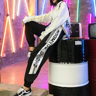 【ブラック/S】 サイドラインスポーティパンツ