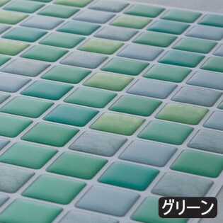【2枚セット】【グリーン】3Dタイルシート　 タイルシール　おしゃれな　モザイク　タイルシート