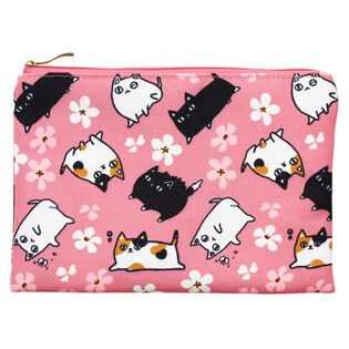 【ピンク/猫3兄弟】 平ポーチ