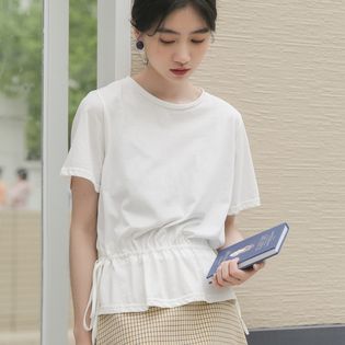 ウエスト紐サイドドロストTシャツ　7421