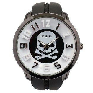 【BKWH】ビッグケース スカルデザイン腕時計 ラバーベルト SRF5-BKWH メンズ腕時計