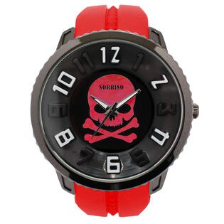 RED】ビッグケース スカルデザイン腕時計 ラバーベルト SRF5-RED