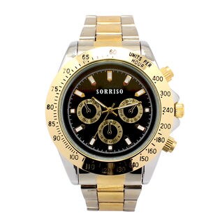ゴールドカラー腕時計 メタルベルト フェイクダイヤル SRHI10-SVBK メンズ腕時計