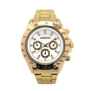 ゴールドカラー腕時計 メタルベルト フェイクダイヤル SRHI10-GDWH メンズ腕時計