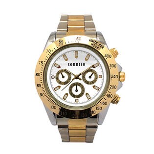 ゴールドカラー腕時計 メタルベルト フェイクダイヤル SRHI10-SVWH メンズ腕時計