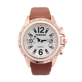 ピンクゴールドのビッグケース腕時計 ラバーベルト フェイクダイヤル SRF7-WHBR メンズ腕時計