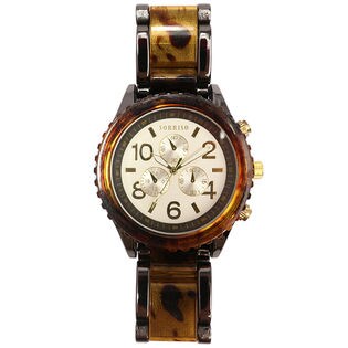 【WHT】重厚で高級感溢れる べっ甲カラー腕時計 フェイクダイヤル SRHI14-WHT メンズ