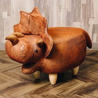 ※箱潰れあり【ブラウン】	恐竜モチーフのスツール Triceratops（トリケラトプス）