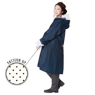【4001.プチドット(ネイビー) Lサイズ】シュシュポッシュ 自転車レインポンチョ 大人用