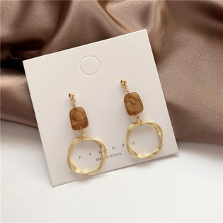 【ゴールド】レディースアクセサリーピアス小顔ガーリーかわいいパーティー結婚クリアマーブル