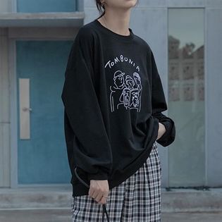 ブラック レディーストップスカットソーニット長袖韓国ファッションシンプルカジュアルオーバーサイズを税込 送料込でお試し サンプル百貨店 Zoe Jenko