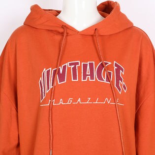 オレンジ】レディーストップススウェットフーディー長袖