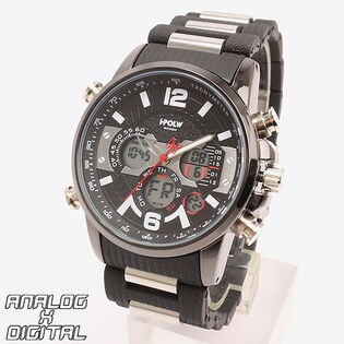 アナデジ時計 アナログ&デジタル クロノグラフ 防水時計 HPFS9801-BKBK メンズ腕時計