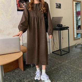 ブラウンf ワンピース長袖 シンプルカジュアルキレイビッグフリーを税込 送料込でお試し サンプル百貨店 Zoe Jenko