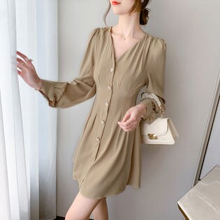 ベージュl ワンピースフロントボタンチュニックミニ丈を税込 送料込でお試し サンプル百貨店 Zoe Jenko