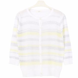 七分袖マルチボーダー透けニットカーディガンを税込 送料込でお試し サンプル百貨店 Terracotta