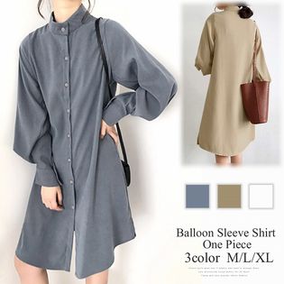 バルーンスリーブシャツワンピース　38 RESEXXY バルーンスリーブシャツワンピース（グリーン） -ファッション