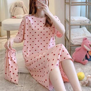 韓国風イラストプリントパジャマルームウェア ワンピース セットアップを税込 送料込でお試し サンプル百貨店 Terracotta