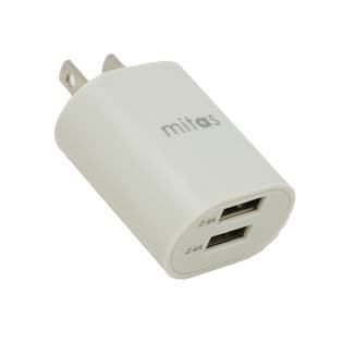 [ミルクグレー] 急速充電器 USB-ACアダプター 2ポート 2.4A 最大12W