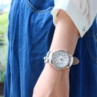 天然ダイヤモンド使用】ディズニー ミッキー 腕時計 レディース【白  