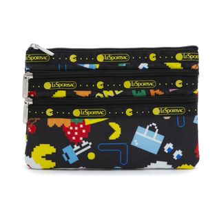 LeSportsac×PACMAN]ポーチ 3-ZIP COSMETIC ブラック系を税込・送料込で