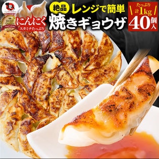 【40個/計1kg】焼き餃子 絶品！レンジで簡単♪焼き目付き！（1kg×1パック）