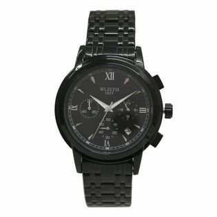 ブラックカラー クロノグラフに日付カレンダー クオーツ WSQ025-SLV メンズ腕時計