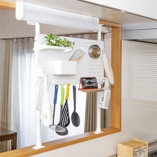 マグネットも有孔ボードトレイも使える突っ張りキッチンパーテーション WJN-808 ホワイト