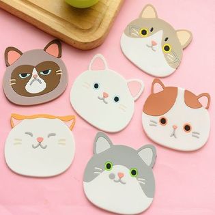 6枚セット】猫 コースター シリコン 猫 ネコ にゃんこ コースター