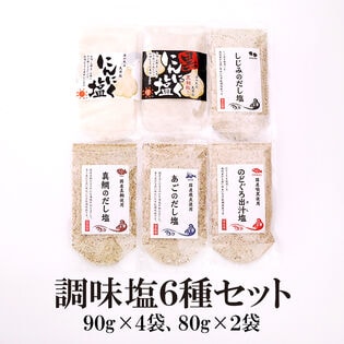 【6種/6袋】お試し塩シリーズ90g×4種類 ＆ にんにく塩80g×2種類／味が違う6種類の調味塩