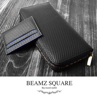 BEAMZSQUARE カーボンレザー ラウンドファスナー 大容量 長財布 BS-88508