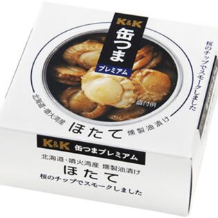 K&K 缶つま 北海道・噴火湾産 ほたて燻製油漬け 55g x6