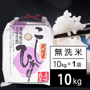【10kg×1袋】令和5年産 山梨県産 武川米 コシヒカリ 無洗米